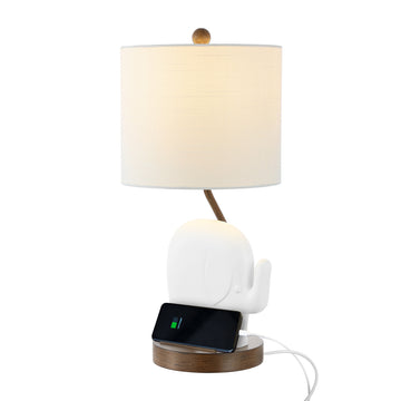 Ellie Bohemian Designer Iron/Resin Elephant LED Kids Table Lamp with Phone Stand and USB Charging Port - JONATHAN Y